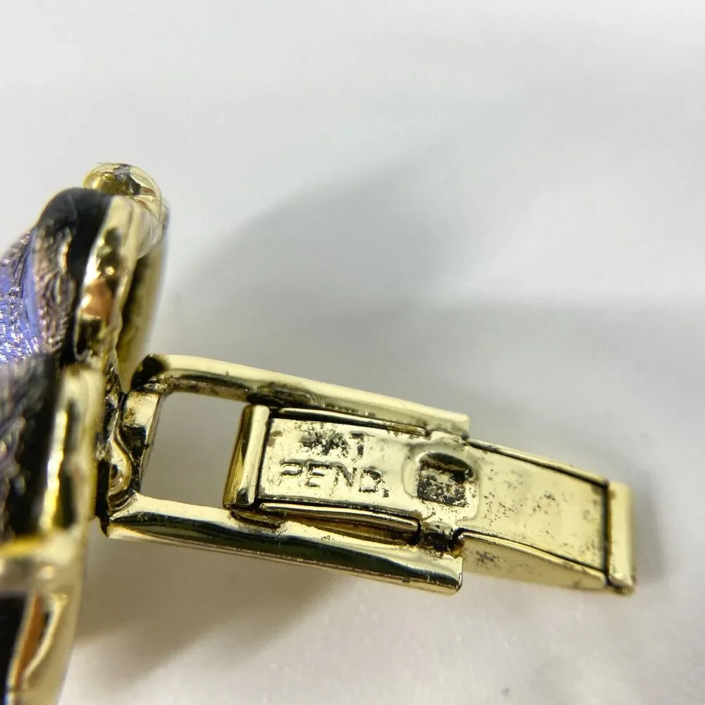 Vintage Unique Cufflinks Aurora Borealis Art Glass Iridescent Metallic Pat Pend